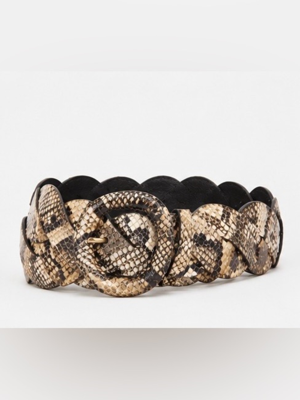 NWT Loeffler Randall Deidre Woven Belt XS/S in Sahara Snake Embossed